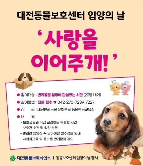 대전동물보호사업소, 입양의 날 행사 개최 post image