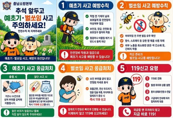 충남소방본부 추석 앞 예초기·벌쏘임 사고 ‘주의’ post image