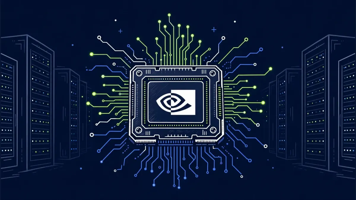 엔비디아 1분기 실적 122조, GPU 칩과 데이터센터 일러스트