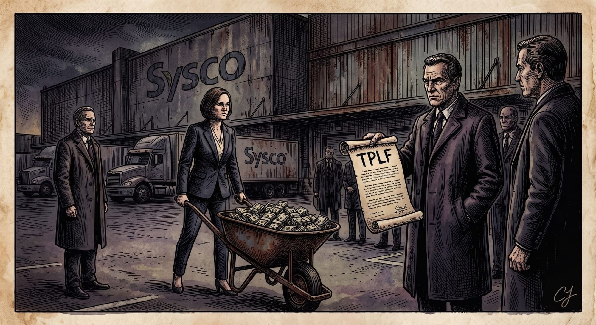 Illustration of Burford Capital and Sysco corporate litigation funding and cash advance agreement