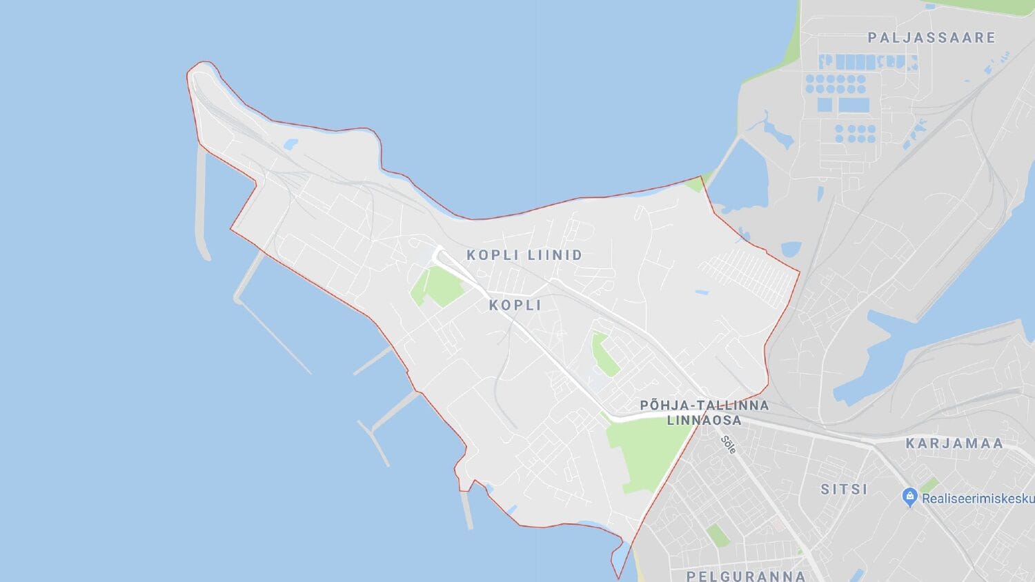 Google Maps view zoomed to Kopli and Kopli liinid