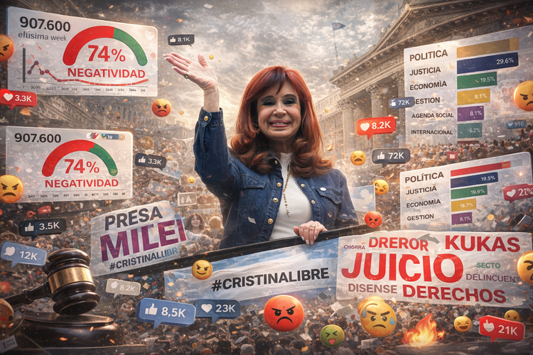 Cristina vuelve al centro de la conversación, pero Milei conserva la hegemonía digital