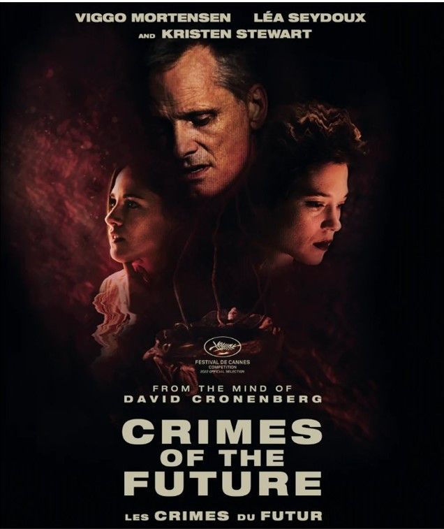 Kristen Stewart, Viggo Mortensen and Lea Seydoux adorn the Canadian DVD art for CRIMES OF THE FUTURE.