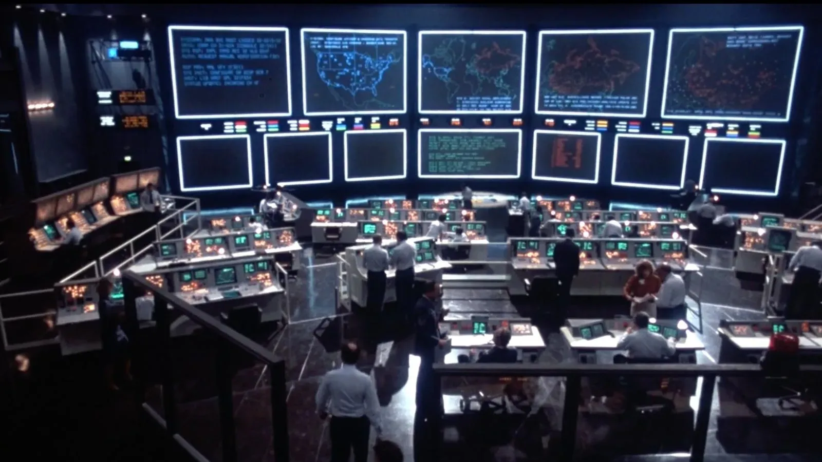 A still of the war room set of WARGAMES. It's pretty.