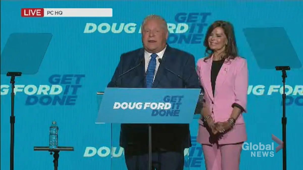 This really is the most flattering image of Doug Ford's re-election night I could find.