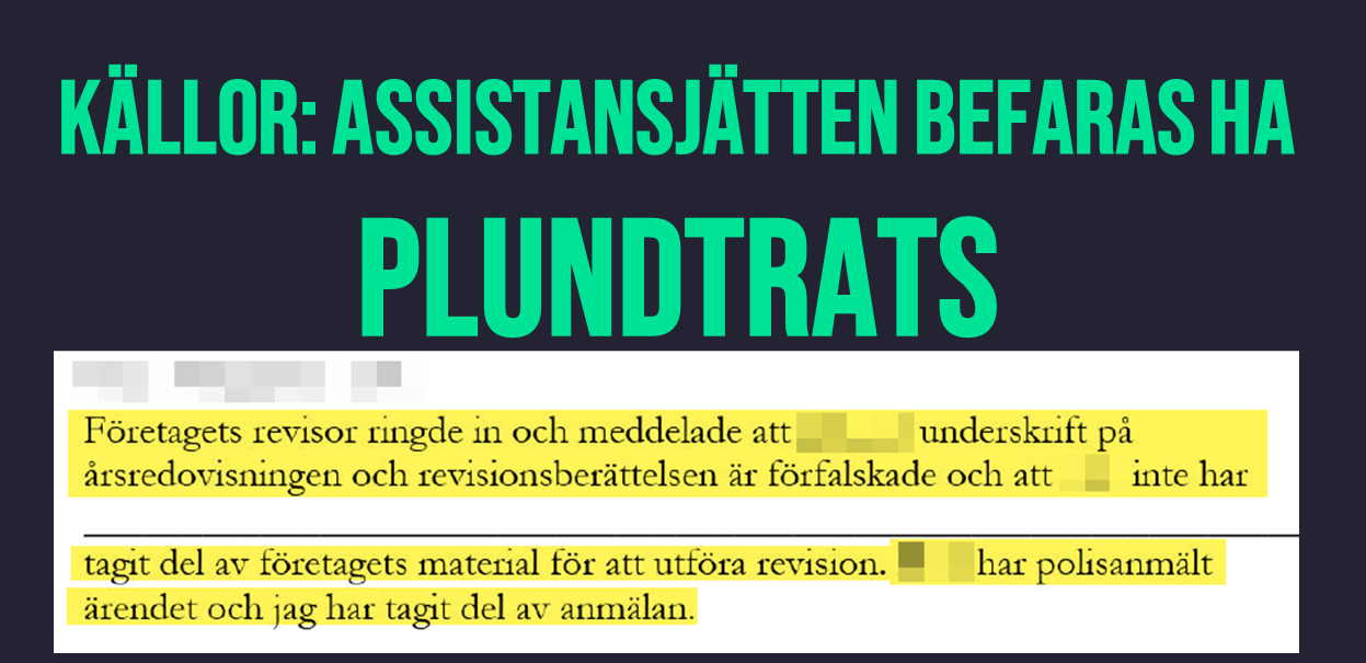 Källor: Assistansjätten befaras ha plundrats