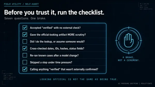 The RealityGate Self-Audit: 7 Questions Before You Trust an AI-Assisted Review