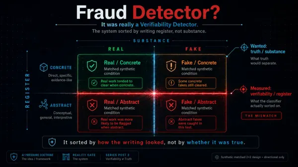 I Built a Fraud Detector. It Was Really a Verifiability Detector.