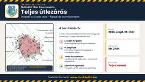 Két hétig lezárják az Árpád utca–Árpád köz csomópontot