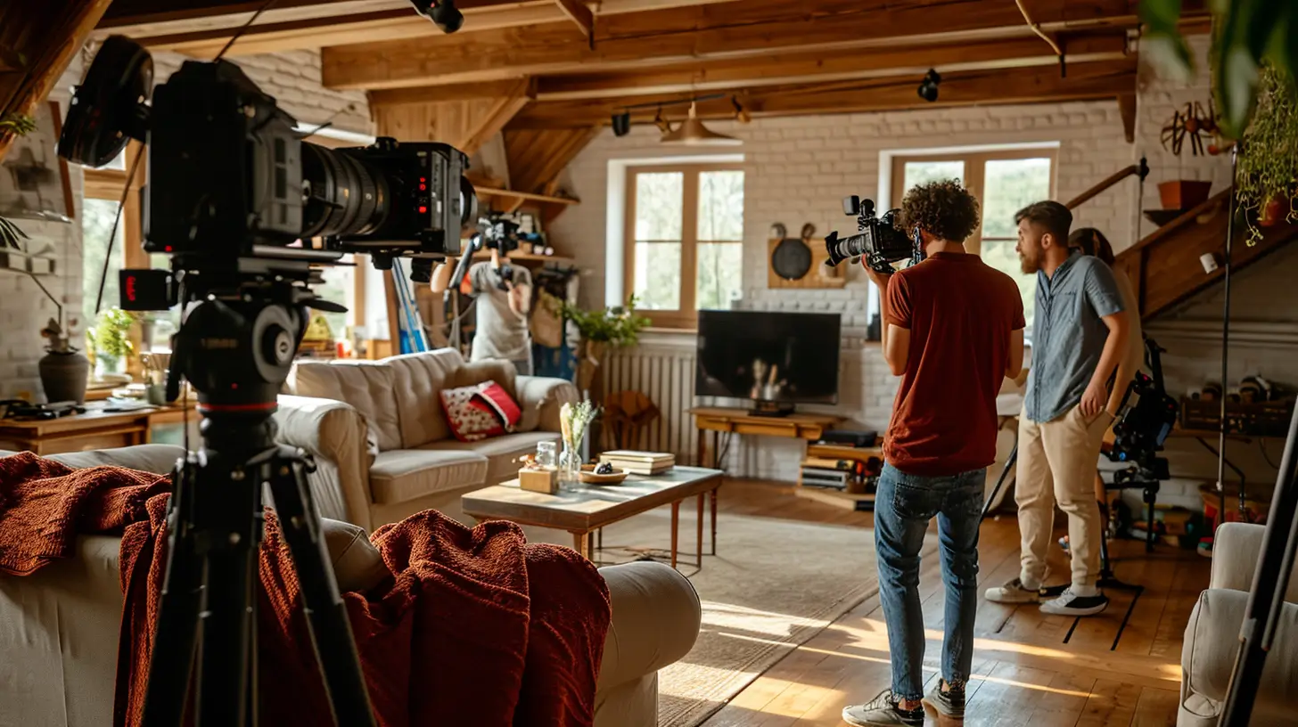 Photographers doing a photoshoot inside a modern English cottage home
