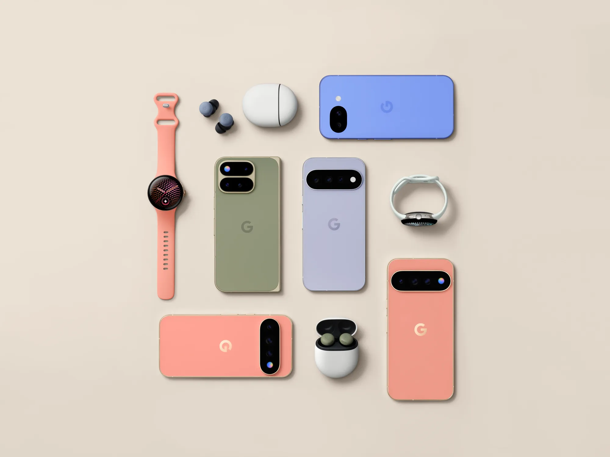 Portfólio completo dos atuais produtos Google disponíveis em Portugal, exceto o Pixel 11 Pro Fold.