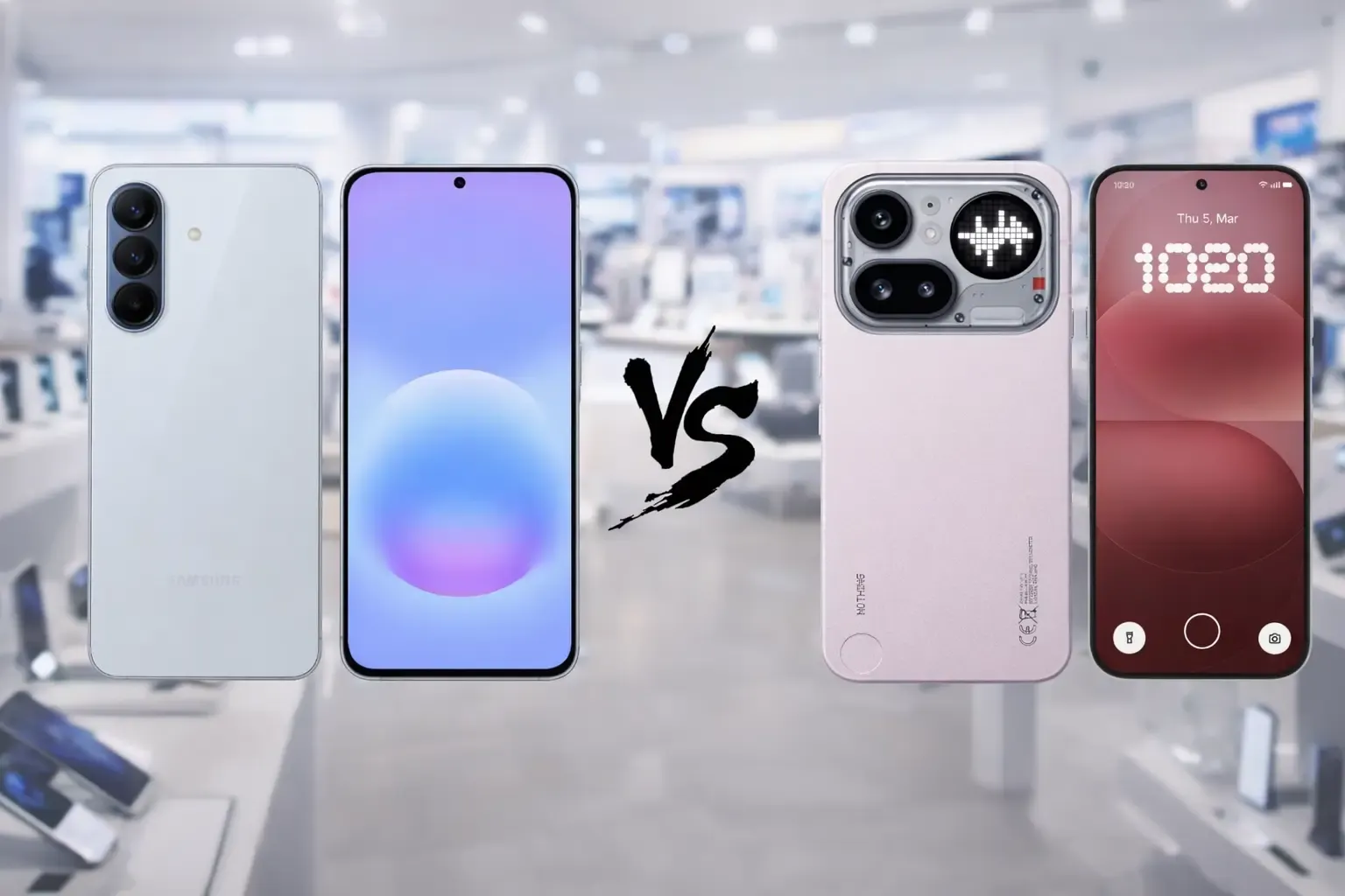 Diferenças entre o Samsung Galaxy A57 e Nothing Phone 4a Pro.