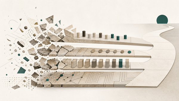 Four architectural layers emerge from scattered fragments into a clear operational pathway.