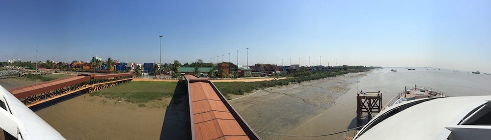 Port view from the Vintage Luxury Yacht Hotel, Yangon (Rangoon), Myanmar (Burma)