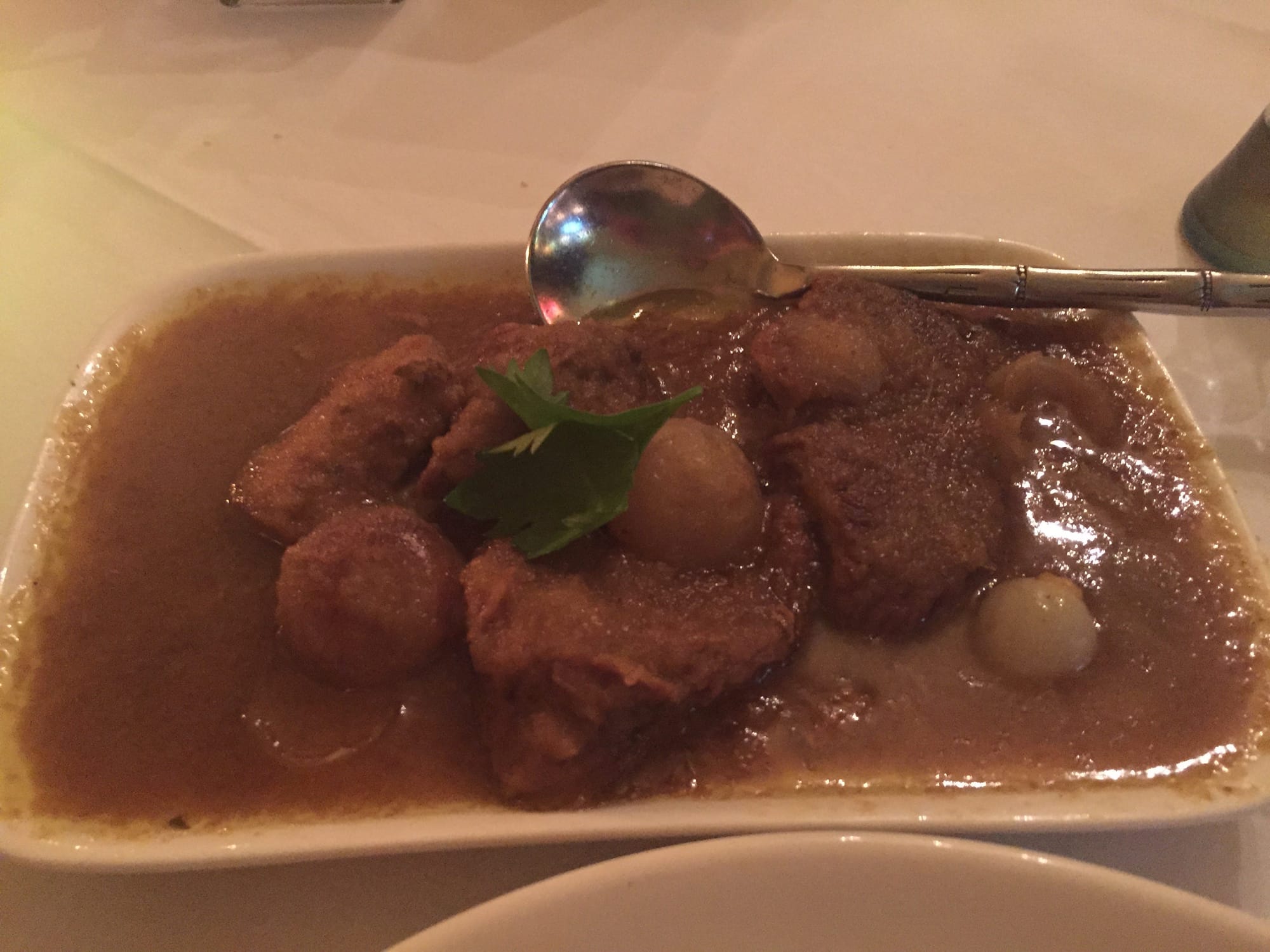 Photo by Author — Sweet pork curry — sweet and pretty tasteless, with tough meat