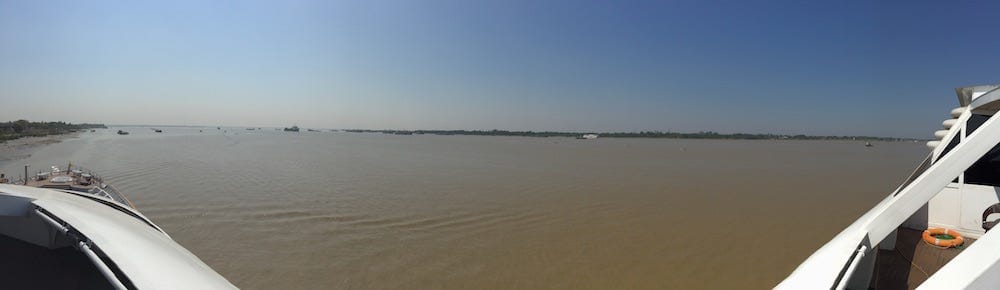 View from the bow of the Vintage Luxury Yacht Hotel, Yangon (Rangoon), Myanmar (Burma)