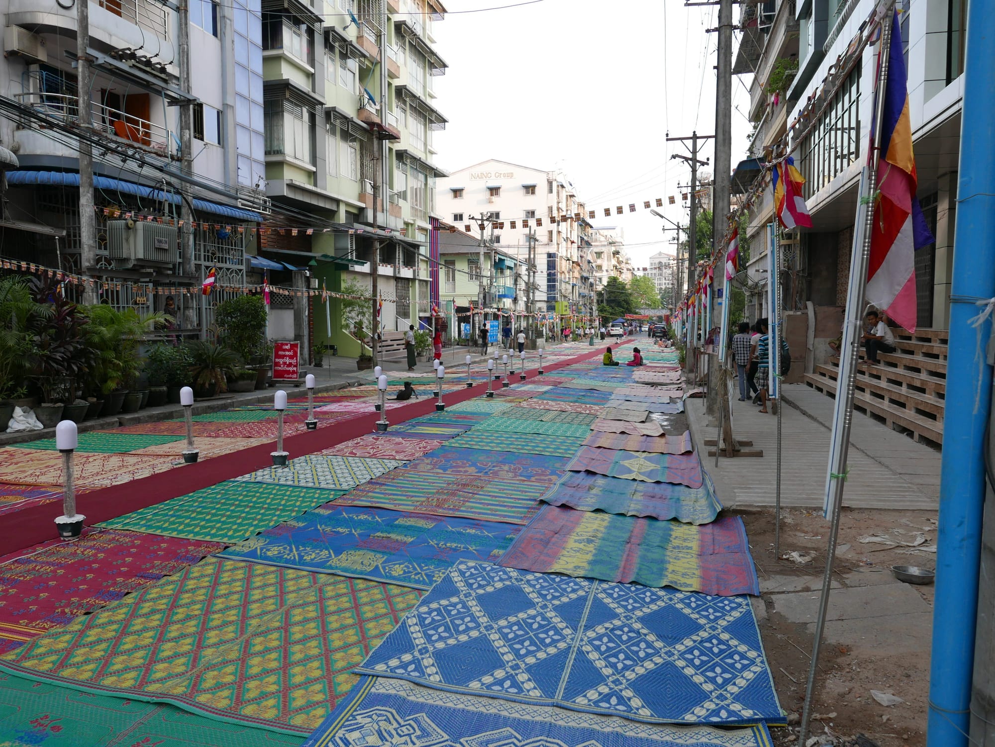 Photo by Author — Carpeting a street in Yangon