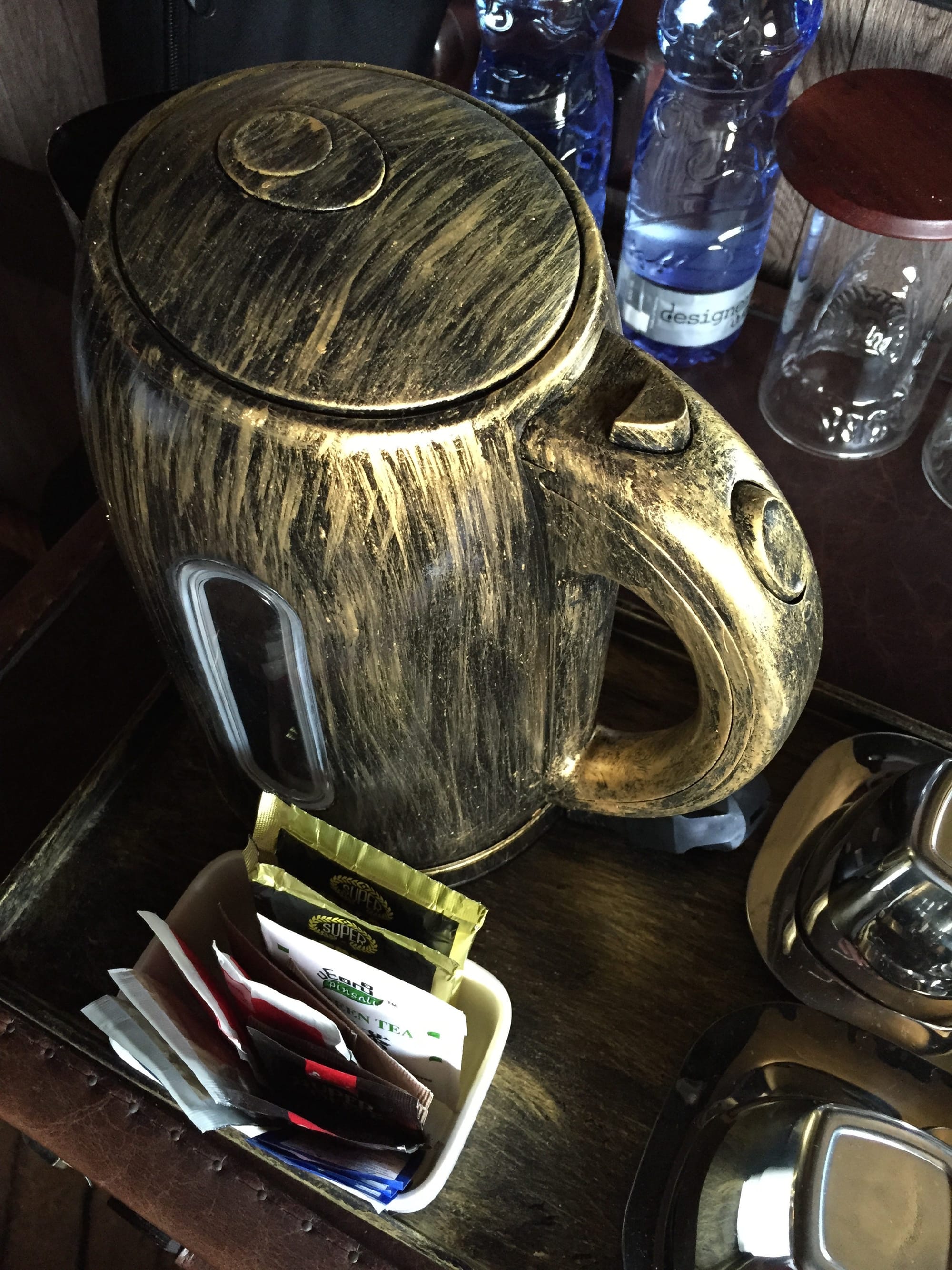 A faux metal kettle
