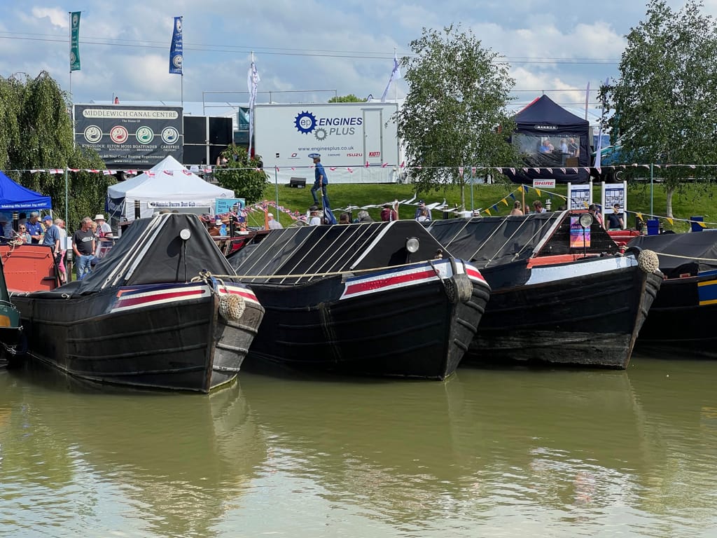 Photo by Author — bows of vintage narrowboats