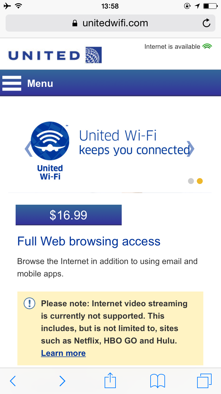 Photo by Author — the delights of in-flight Wi-Fi