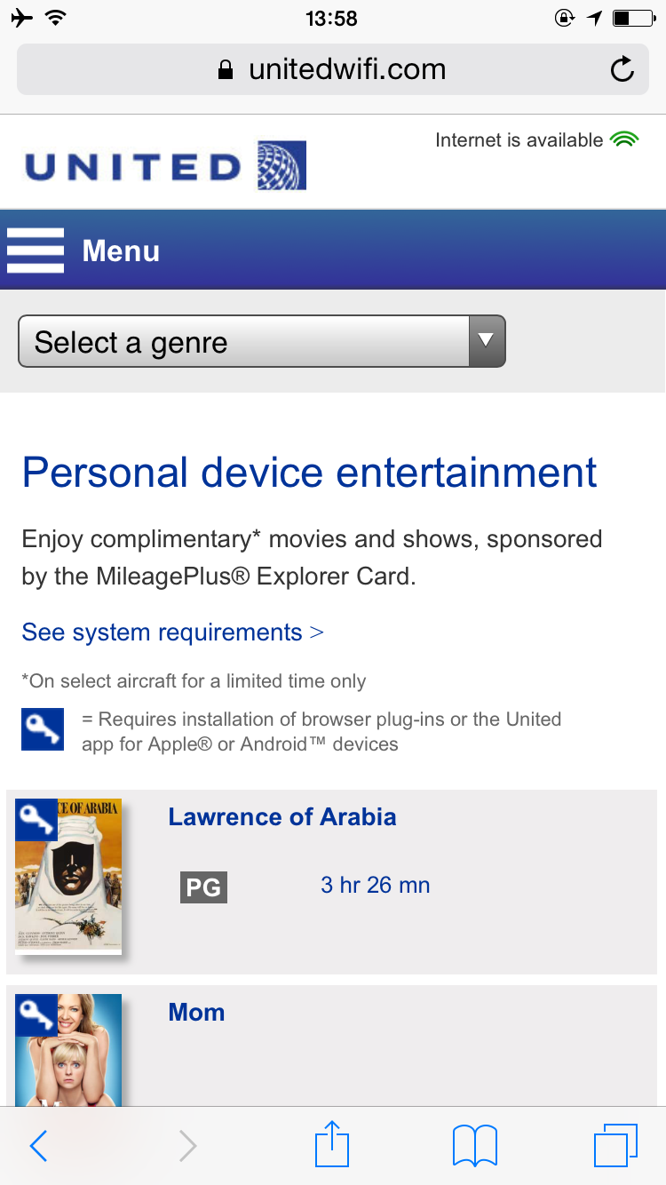 Photo by Author — the delights of in-flight Wi-Fi for streaming movies