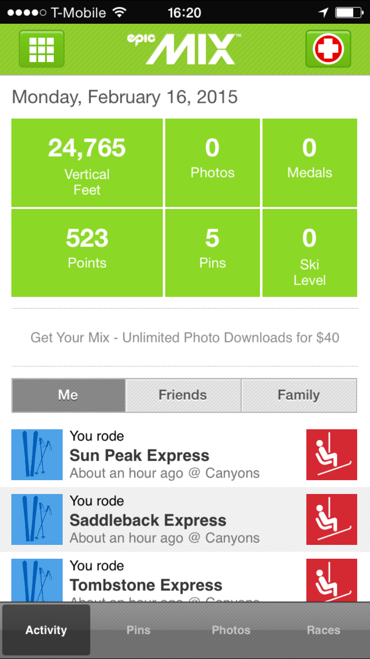Photo by Author — data for day 2 at Canyons