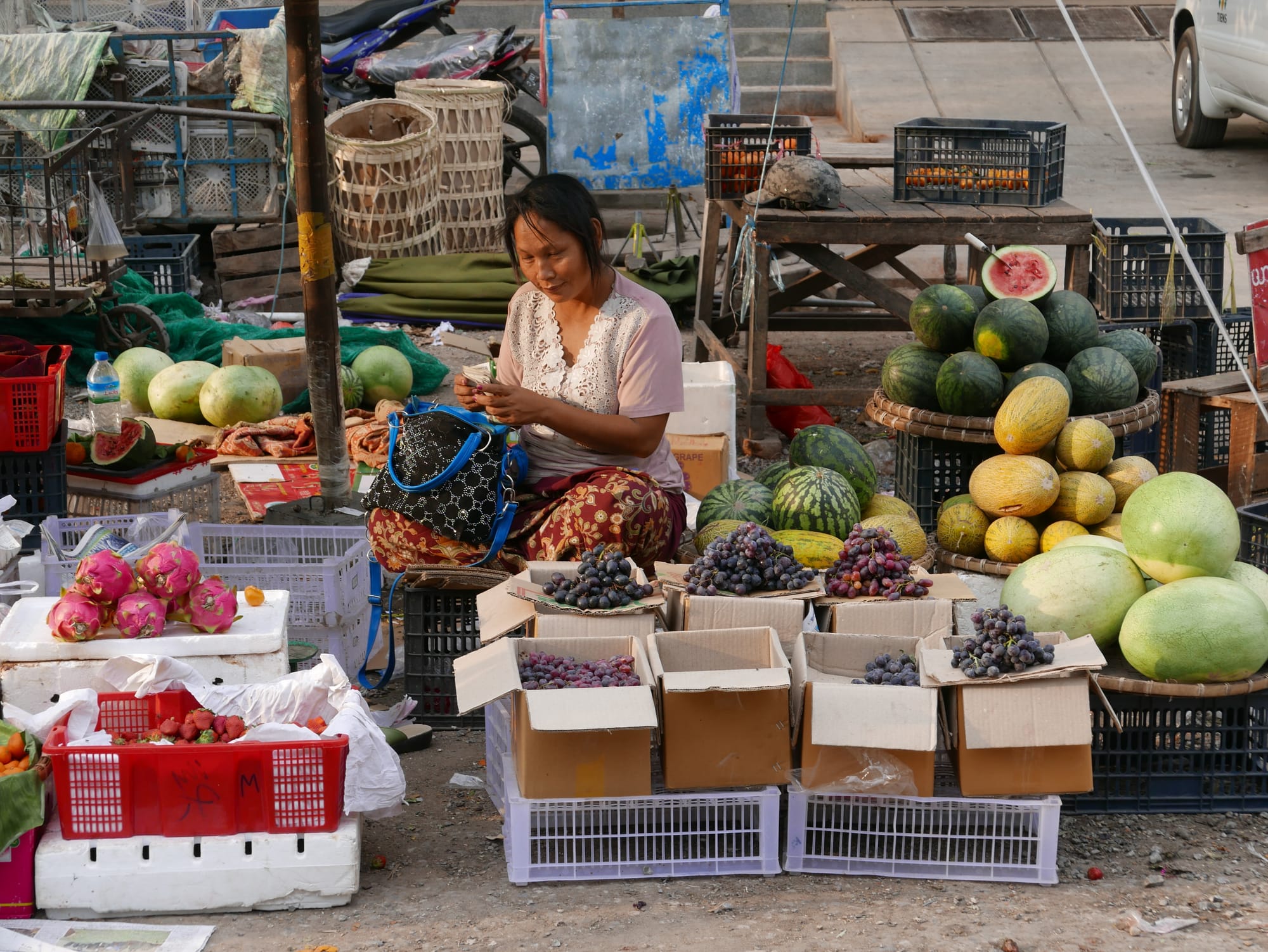 Photo by Author — fruit seller — street market — Mandalay
