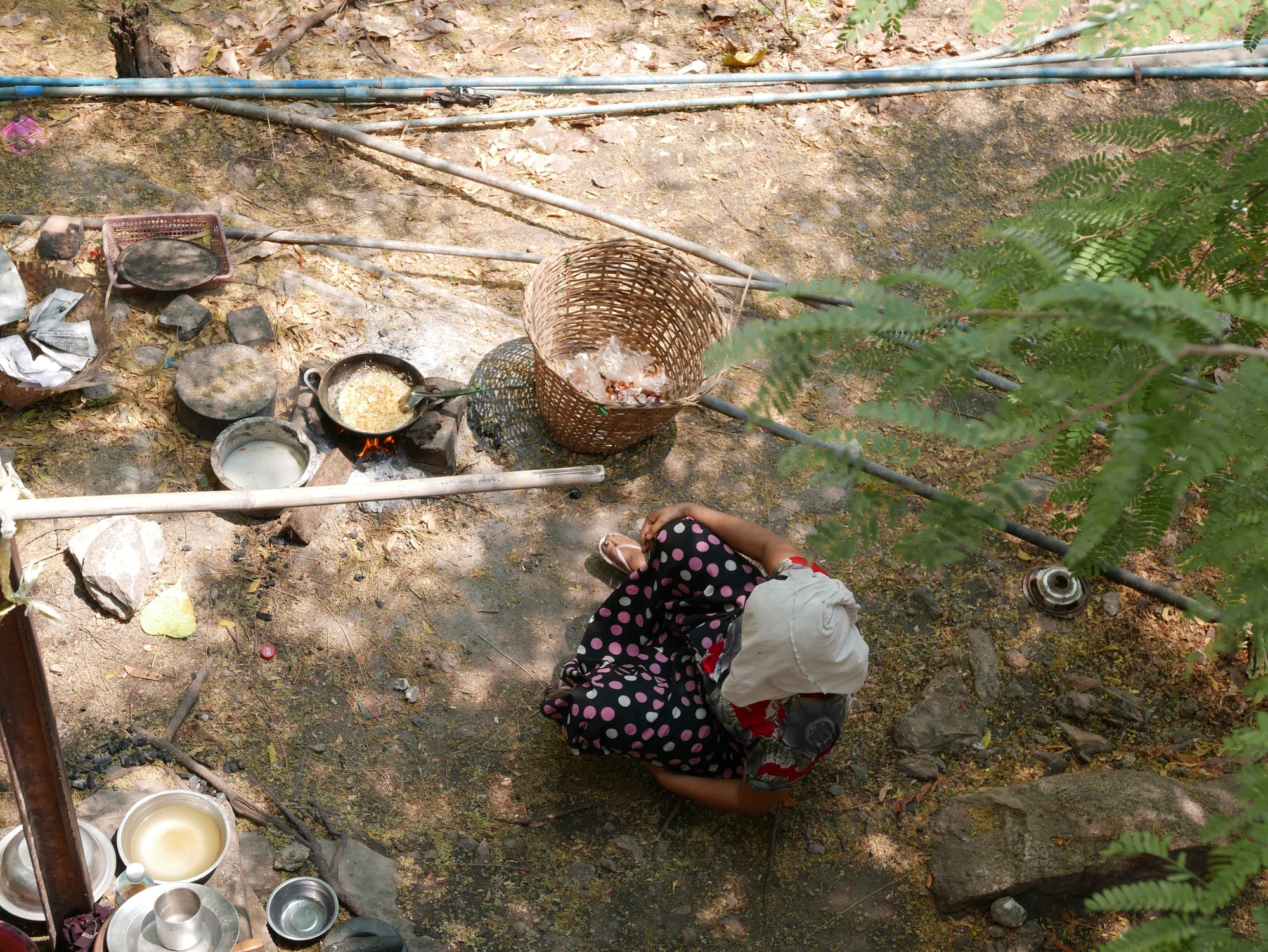 Photo by Author — living and working by the stairway up Mandalay Hill