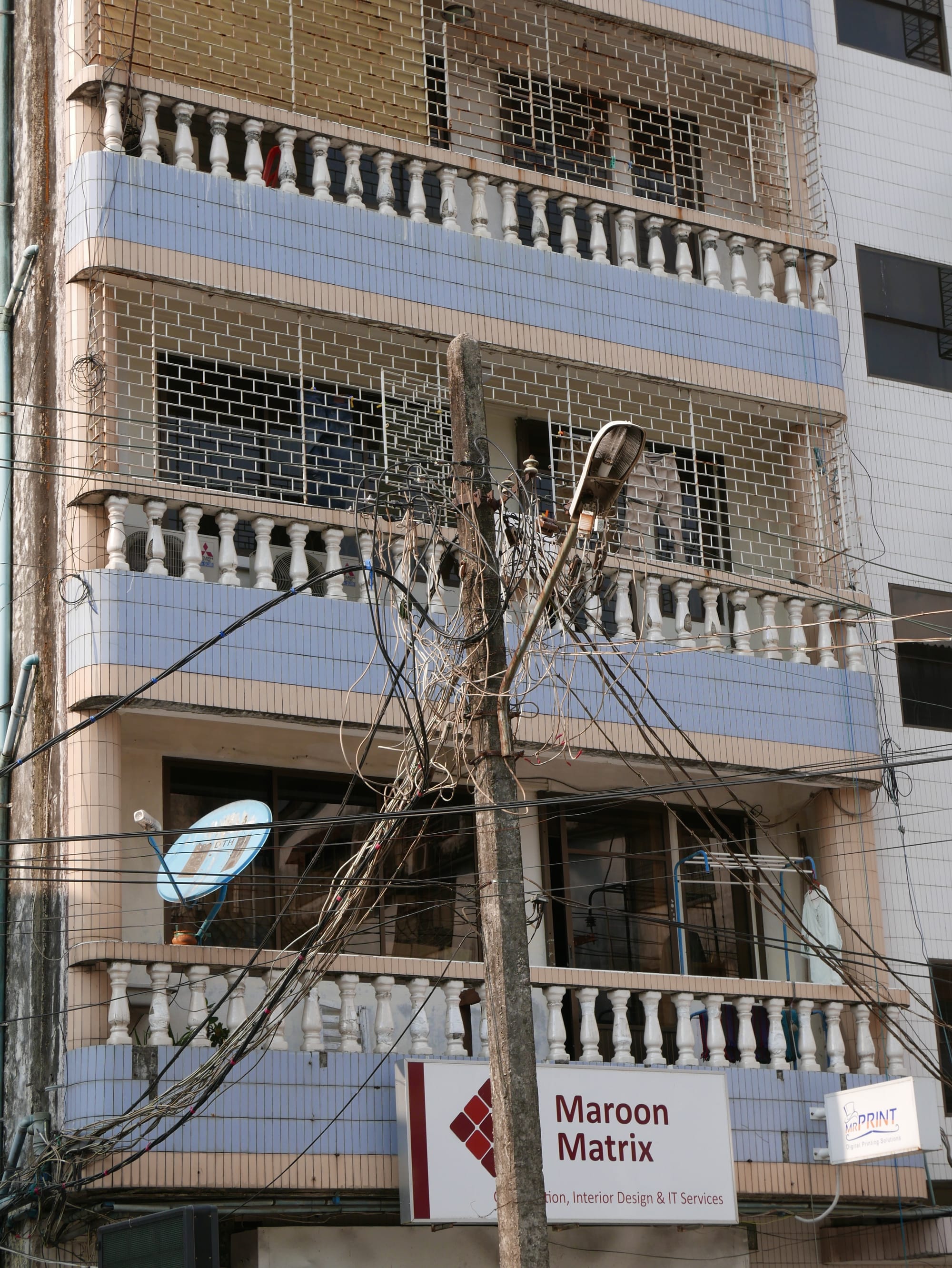 Photo by Author — local wiring in Yangon (Rangoon), Myanmar (Burma)