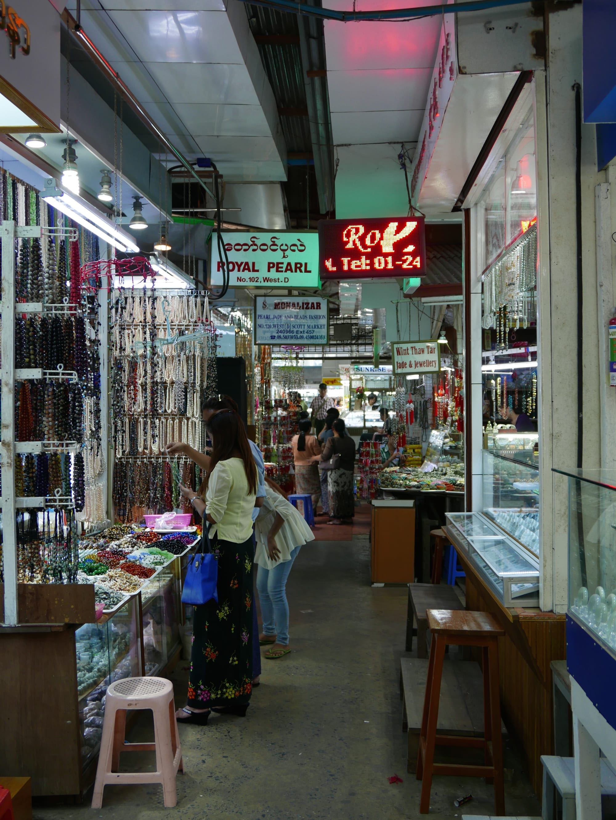 Photo by Author — inside Bogyoke Market (Scotts Market), Yangon (Rangoon), Myanmar (Burma)