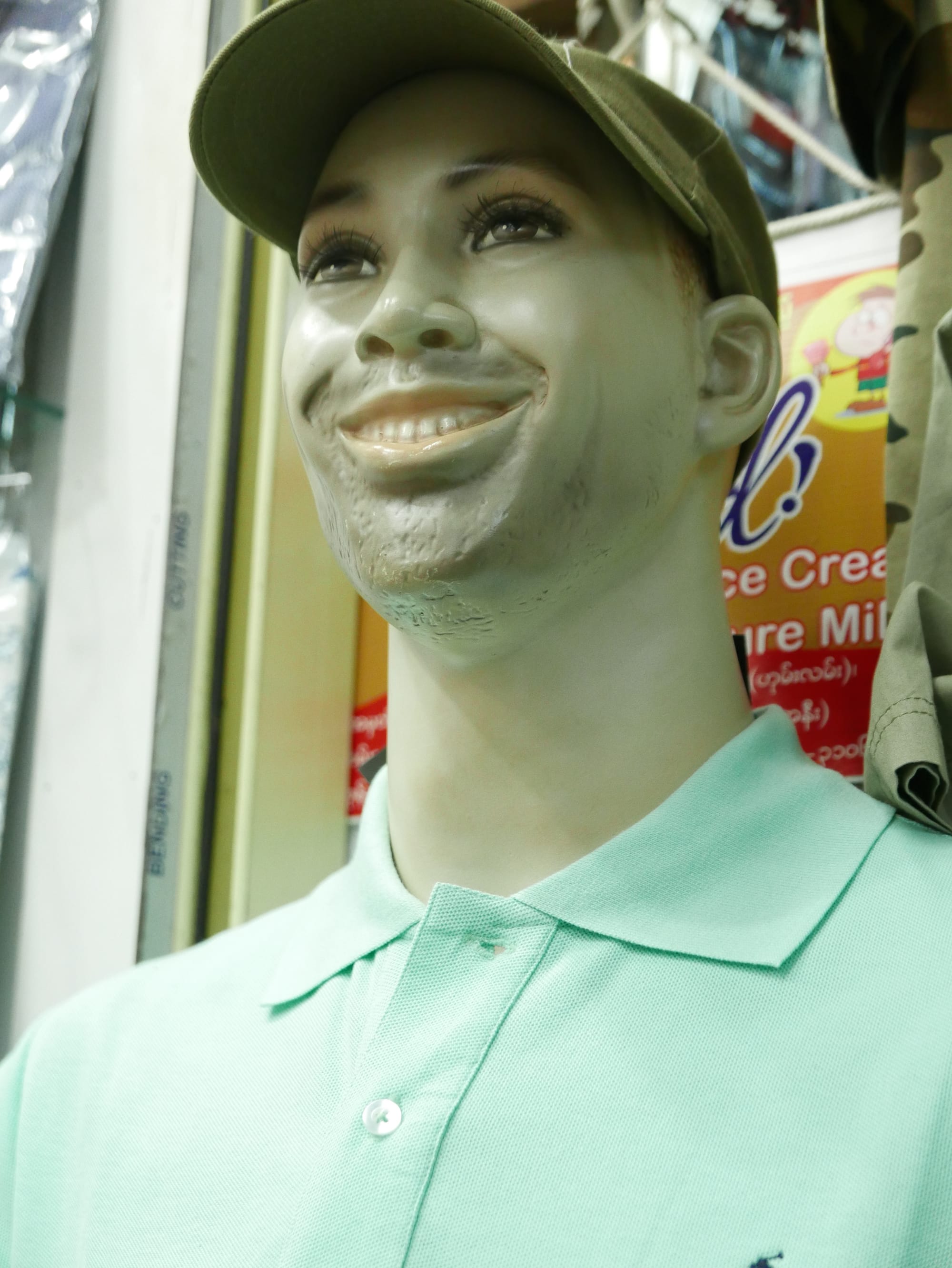 Photo by Author — the scariest manikin in the world — Bogyoke Market (Scotts Market), Yangon (Rangoon), Myanmar (Burma)