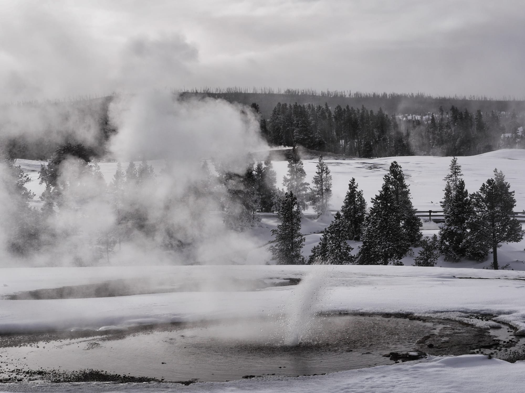 Photo by Author — snowshoe tour of the Upper Geyser Basin