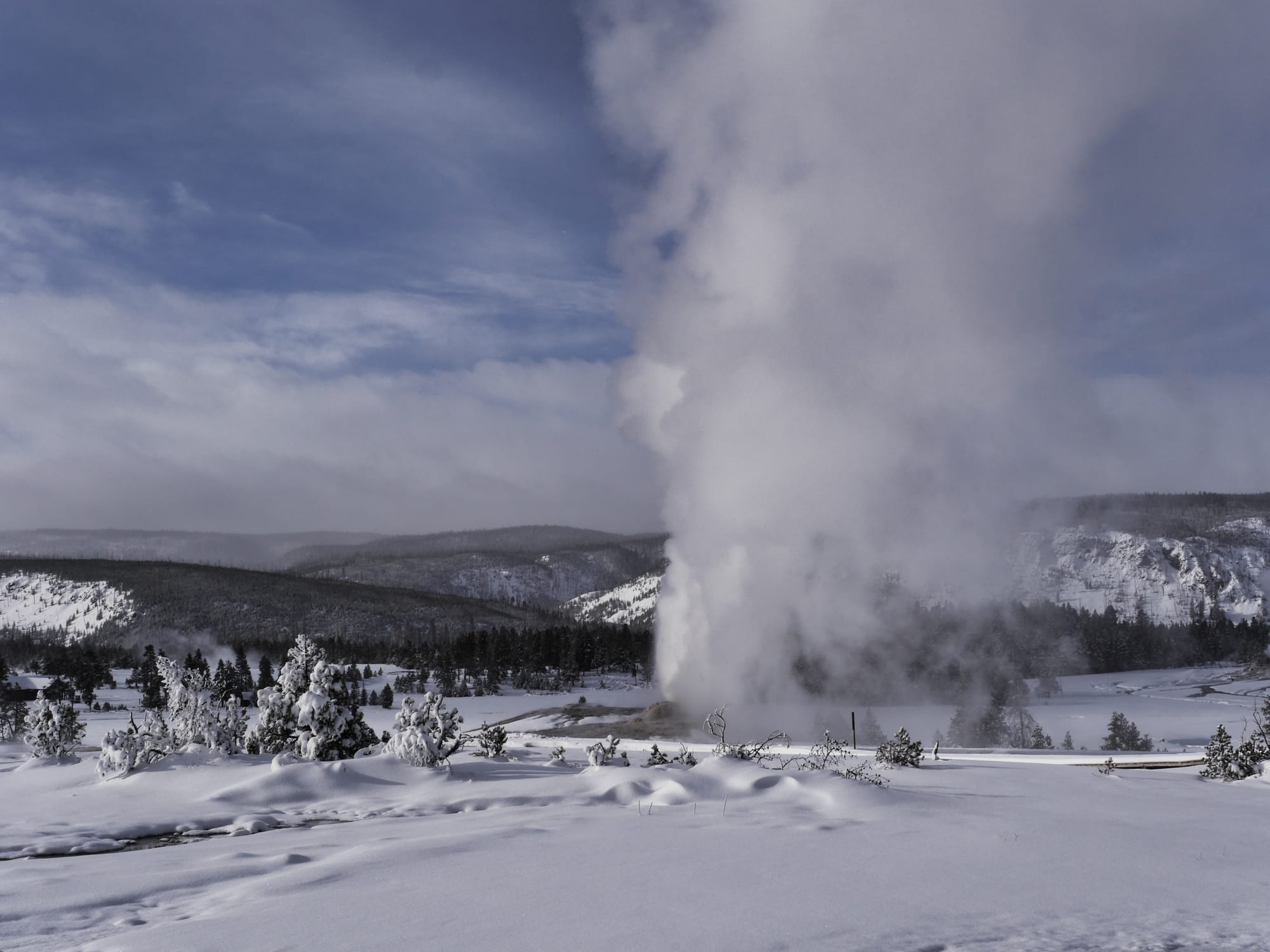 Photo by Author — snowshoe tour of the Upper Geyser Basin