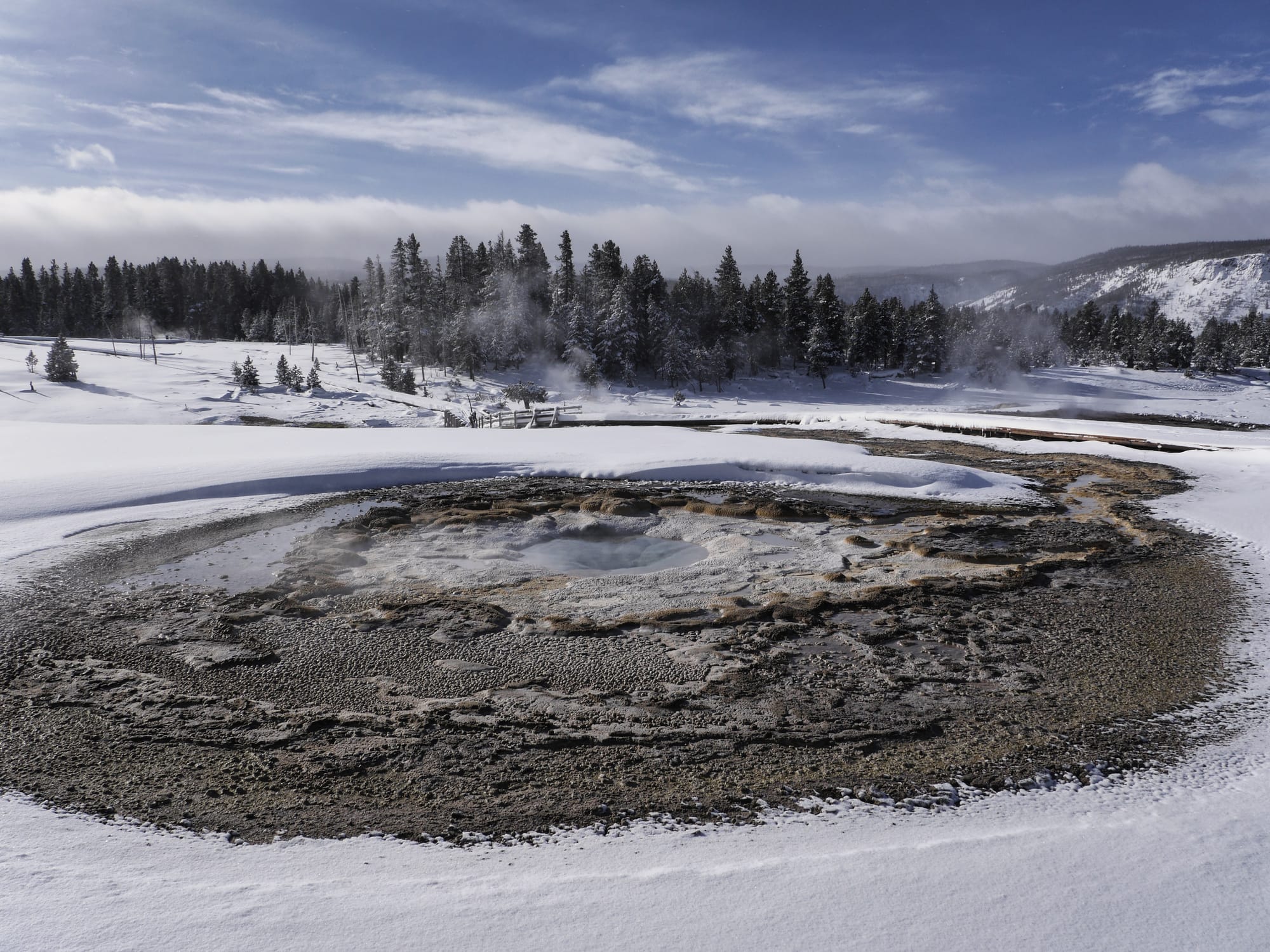 Photo by Author — snowshoe tour of the Upper Geyser Basin