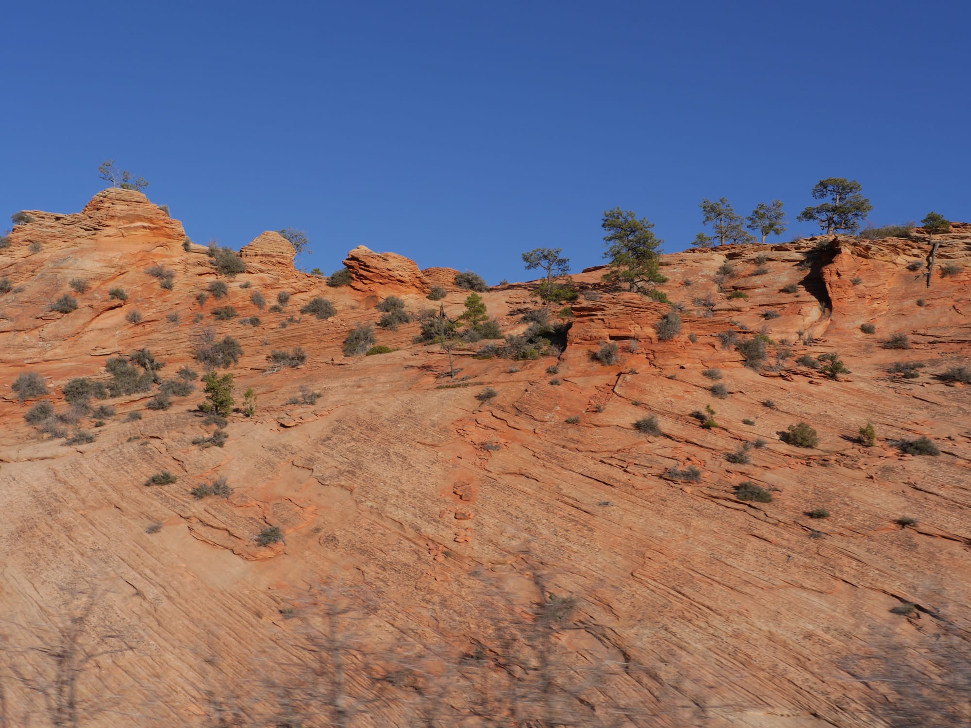 Photo by Author — drive to East Exit, Zion National Park, Utah — rock formations