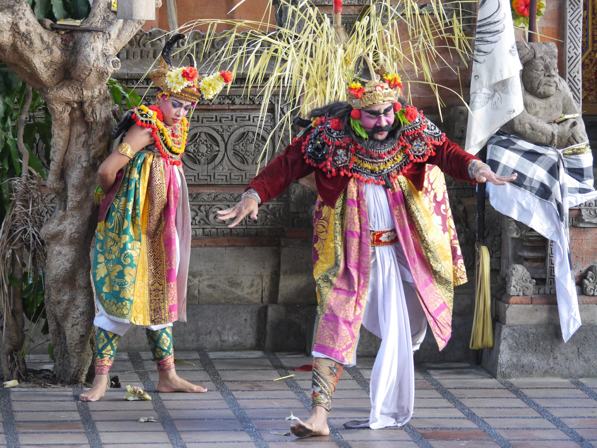 Photo by Author — Sahadewa tied to a tree — Sahadewa Barong and Kris Dance, Bali, Indonesia