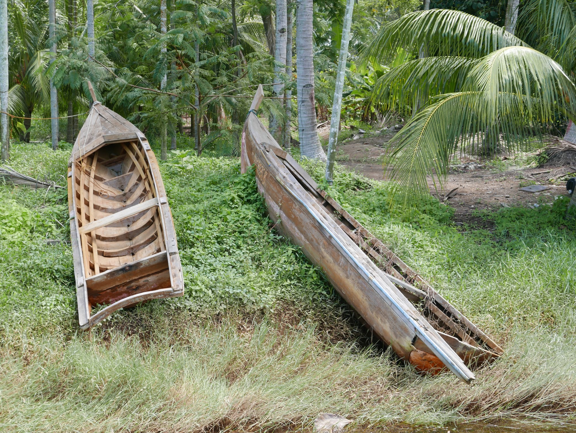 Photo by Author — local boats pulled up on the bank