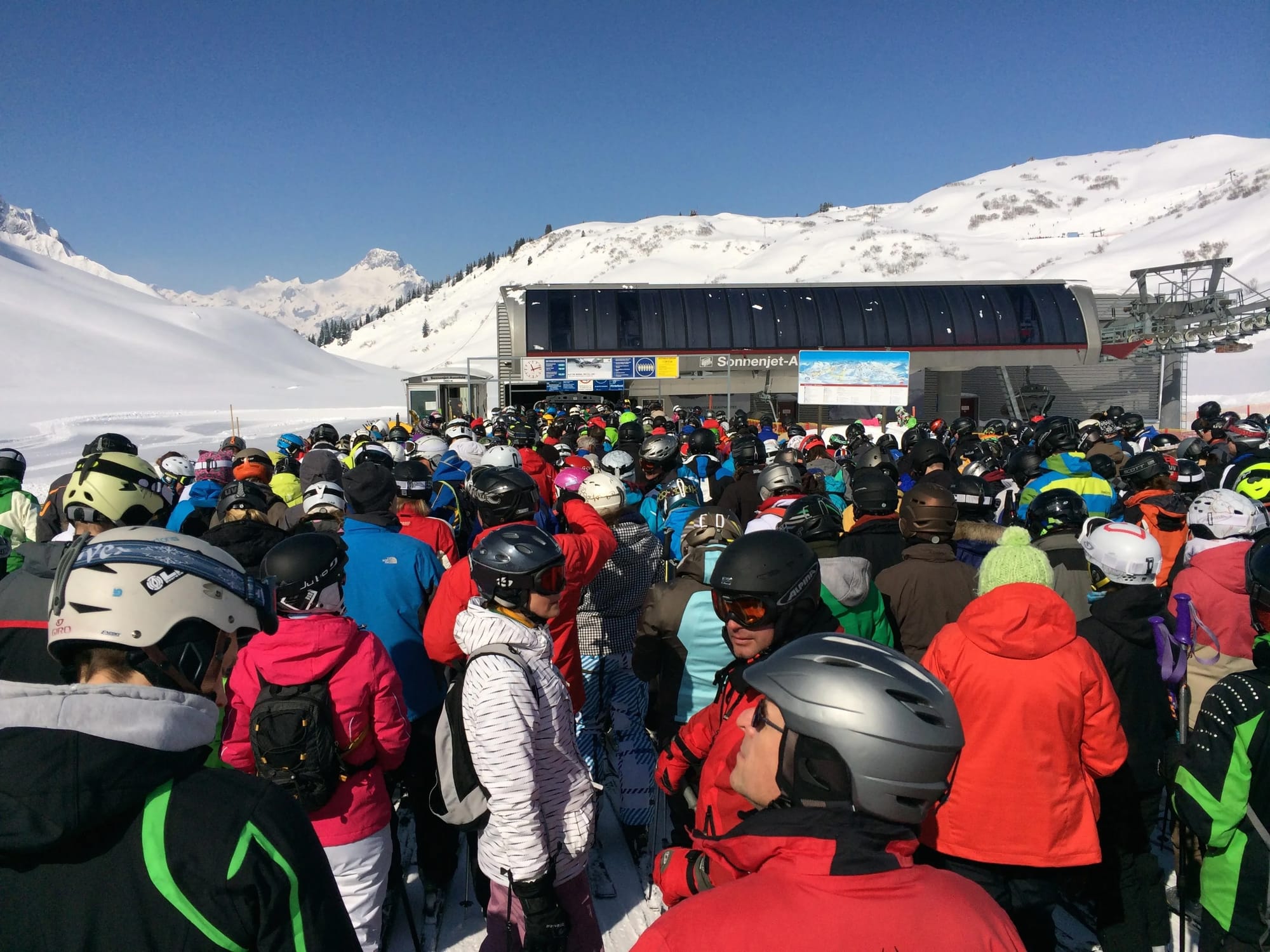 Photo by Author — lift queue towards Schroken