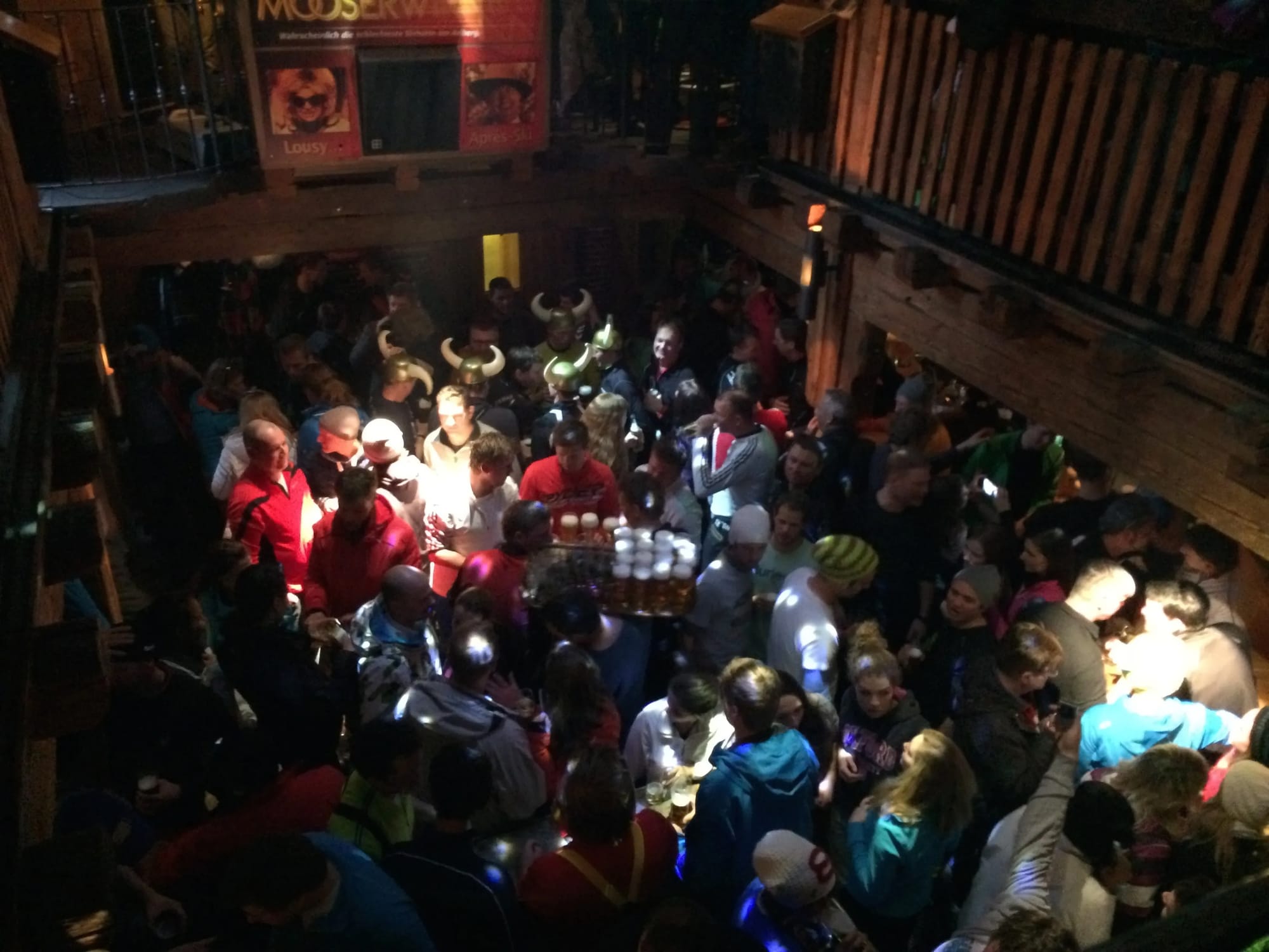 Photo by Author — partying inside Mooserwirt — there is also a large drinking and dancing area outside.