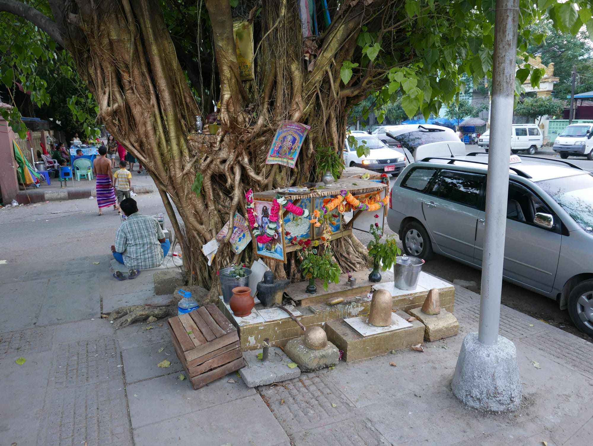 Photo by Author — shrines on a tree — Yangon (Rangoon), Myanmar (Burma)