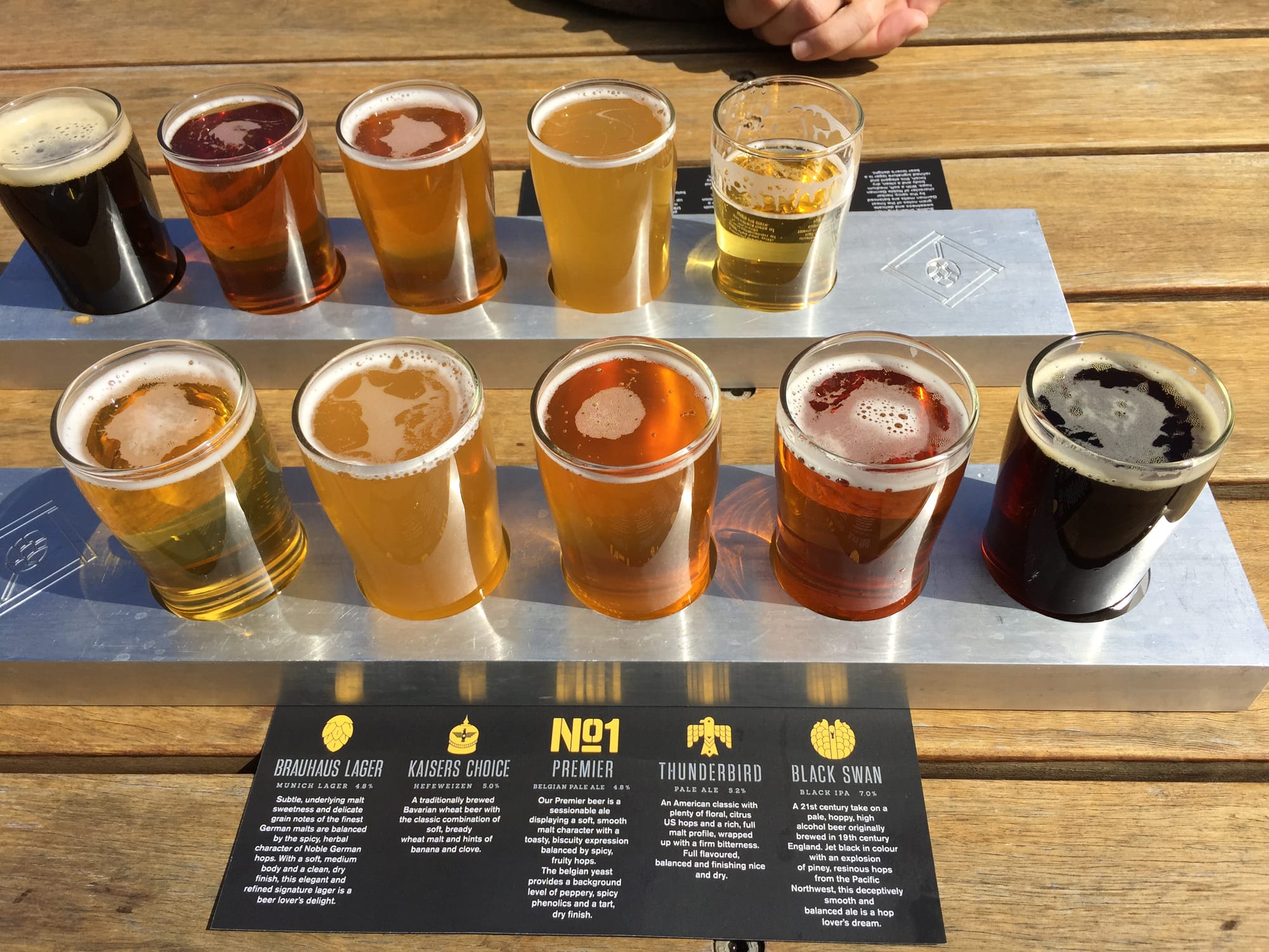 Photo by Author — sampling the beers at the Mandoon, Reid Highway, Perth, Australia