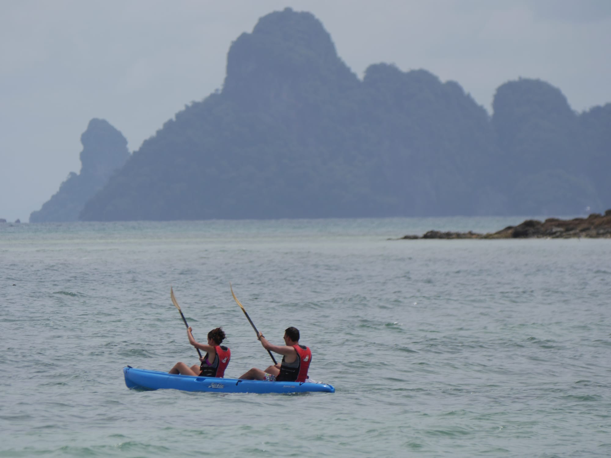 Photo by Author — enjoying the beach at the Andaman Hotel, Langkawi, Malaysia