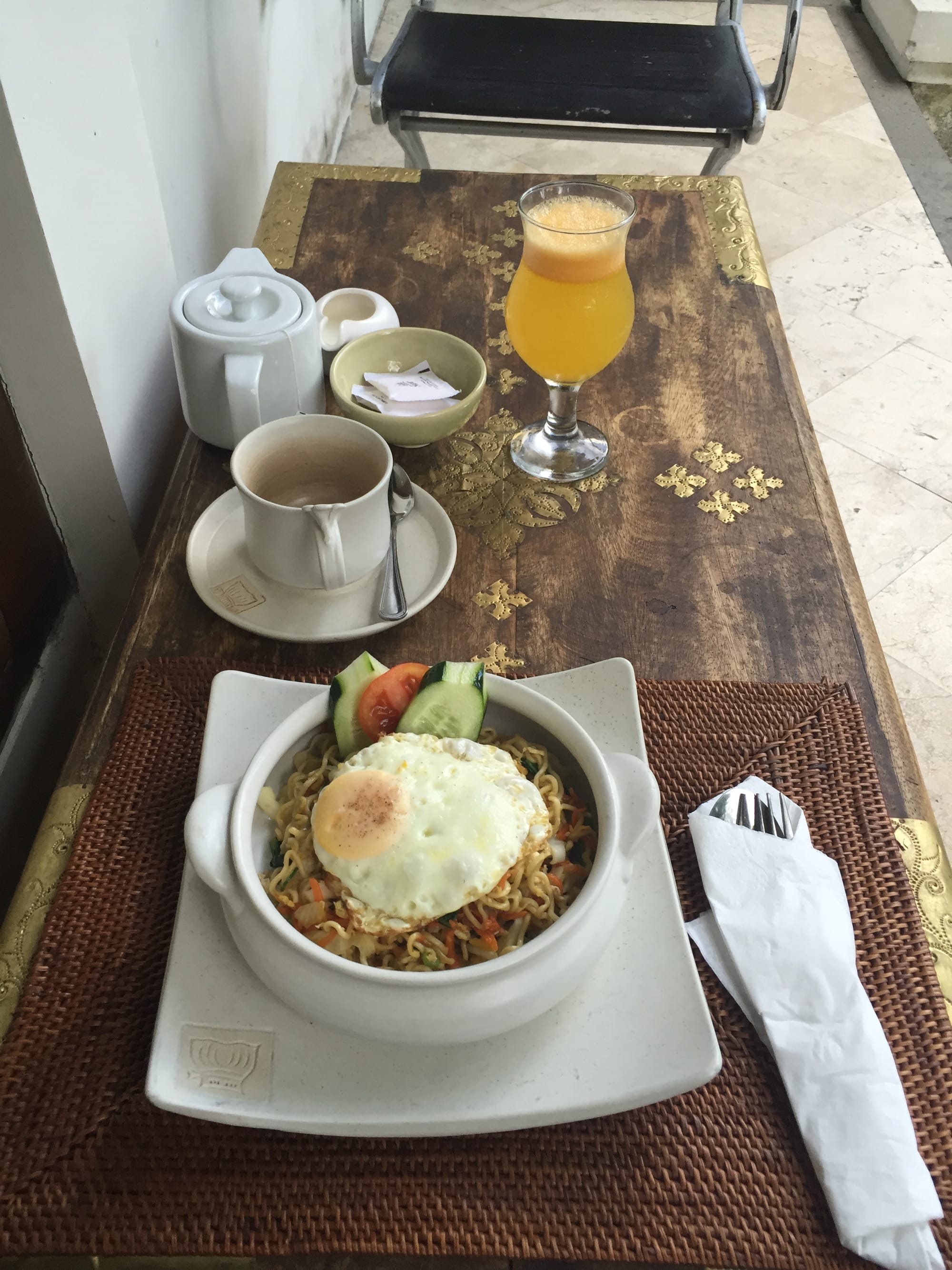 Photo by Author — breakfast at the Gajah Biru Bungalows, Ubud, Bali, Indonesia