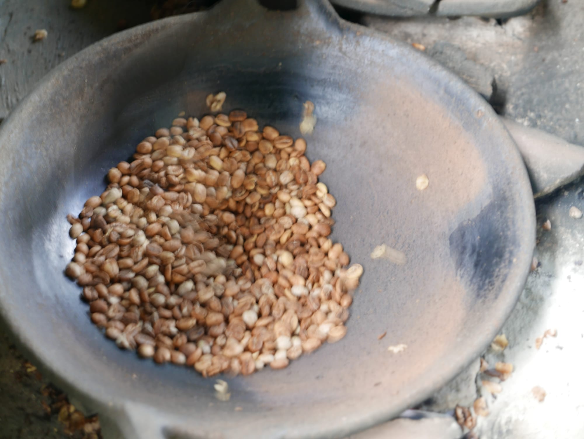 Photo by Author — roasting the washed coffee beans — Coffee Luwak Luwus, Bali, Indonesia