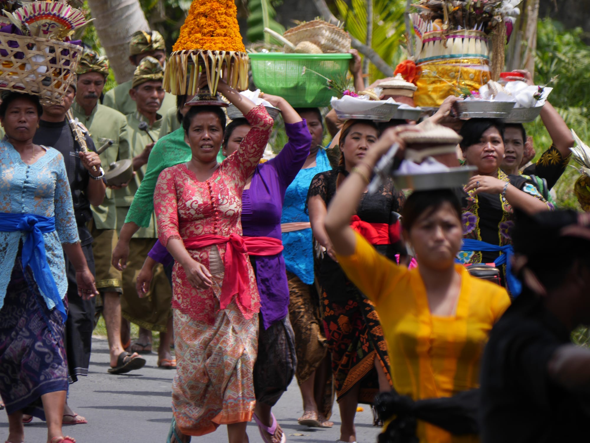 Photo by Author — mourners at a cremation procession in Bali