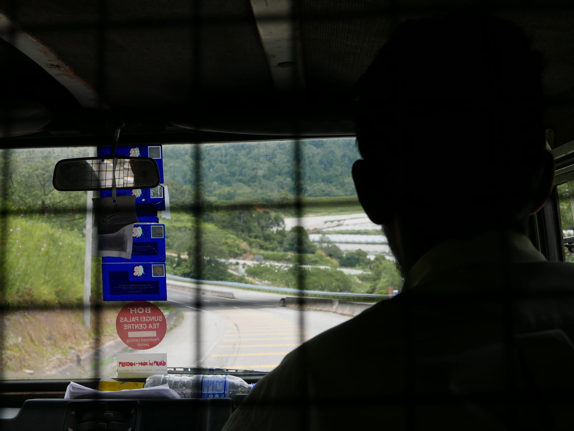 Photo by Author — view from the back of the Hill Top Travel and Tour Bus