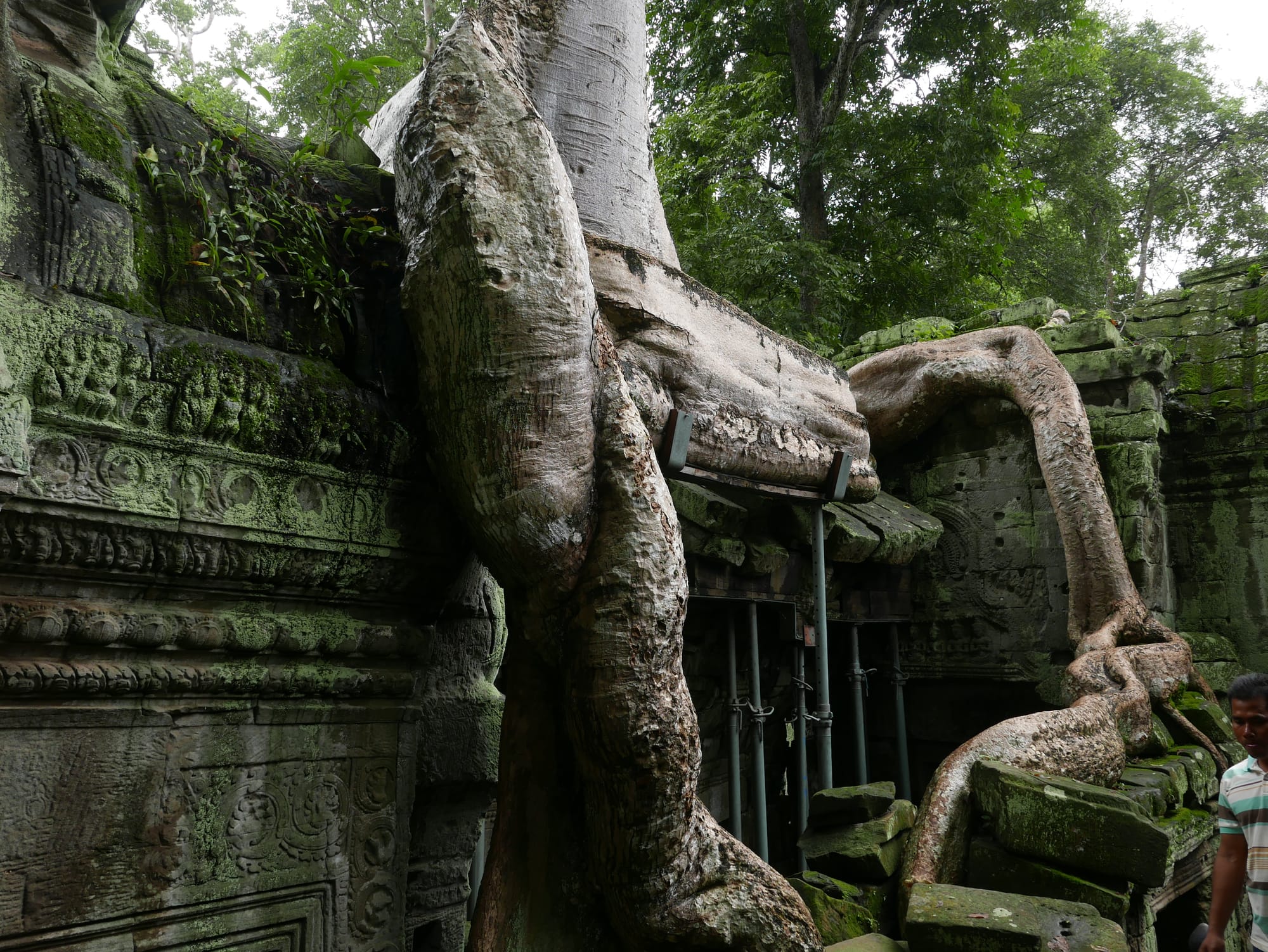 Photo by Author — metal supports — Ta Prohm (ប្រាសាទតាព្រហ្ម), Angkor Archaeological Park, Angkor, Cambodia