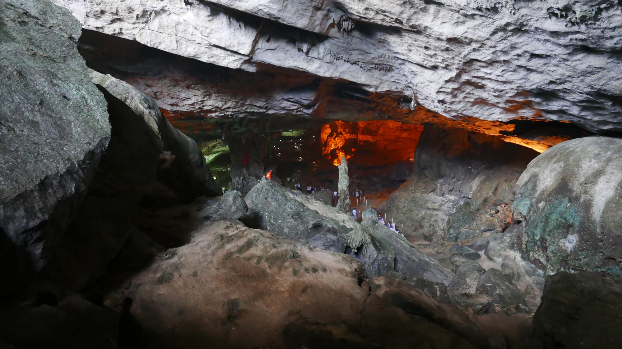 Photo by Author — looking back into The Surprise Cave, Ha Long Bay, Vietnam