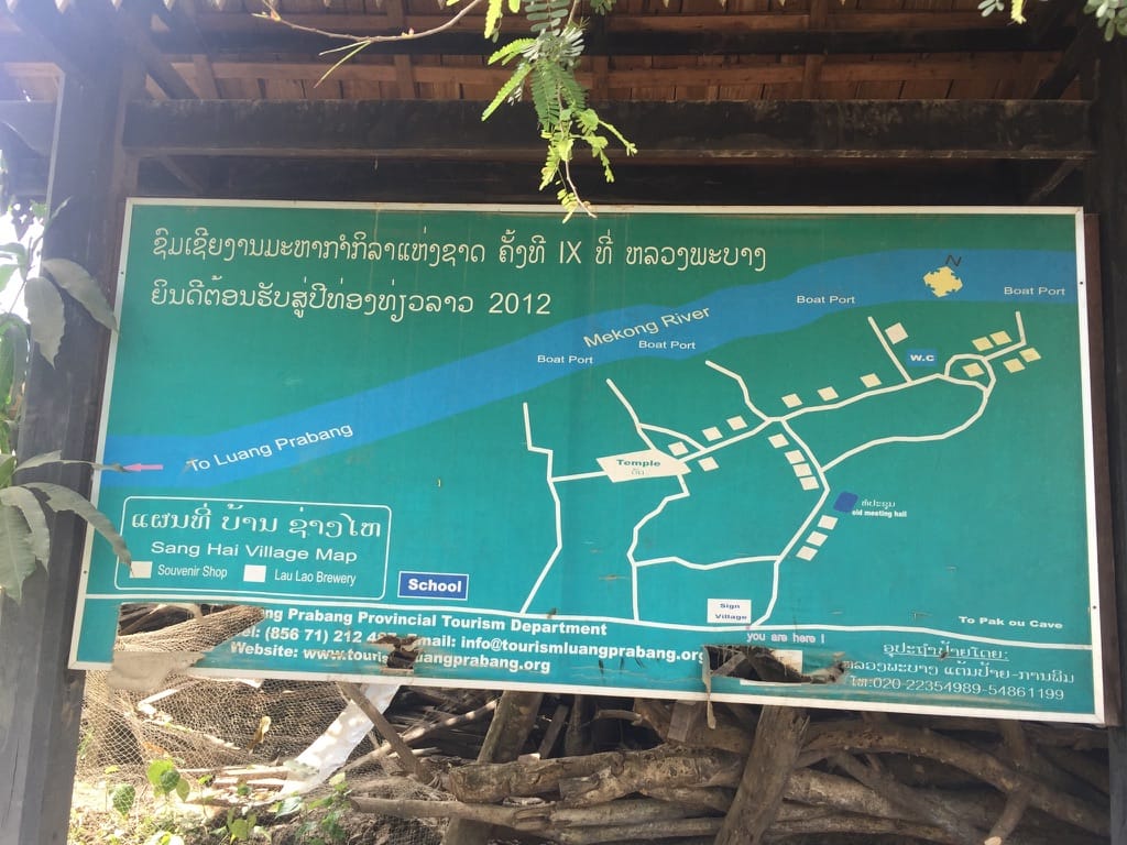 Photo by Author — map of Ban Pak Ou — Tham Ting (Tam Ting)/Pak Ou (ถ้ำติ่ง) Caves, Laos