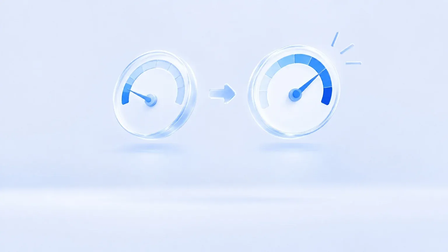 낮은 수치를 가리키던 계기판 바늘이 높은 수치로 올라간 모습을 비교한 일러스트